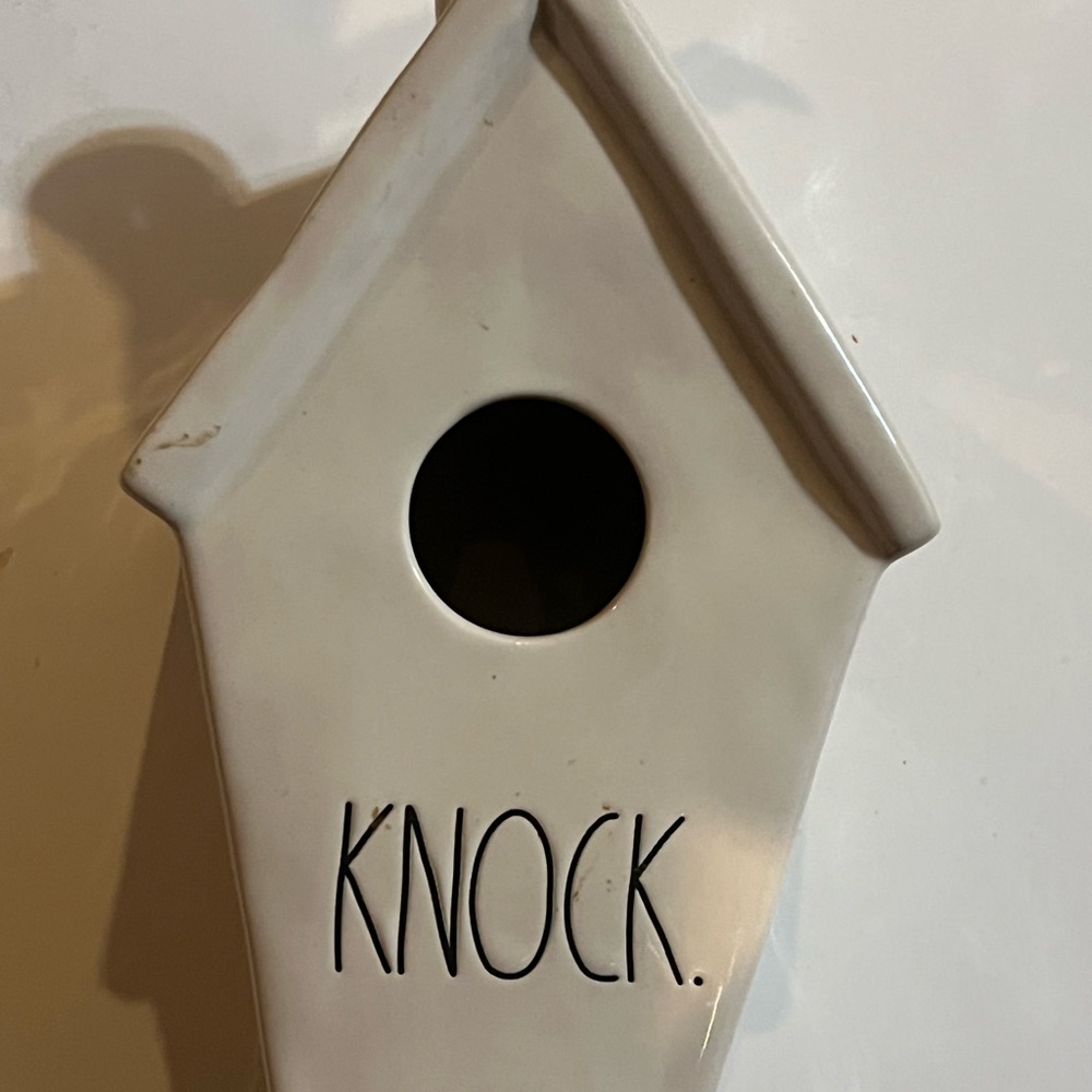 Ceramic Square Rae Dunn by Magenta " Knock" Ceramic Birdhouse Black White